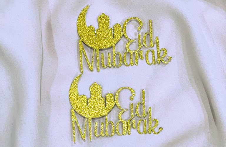 "Eid Mubarak" Moon Mosque Cupcake Toppers (Pack of 15)