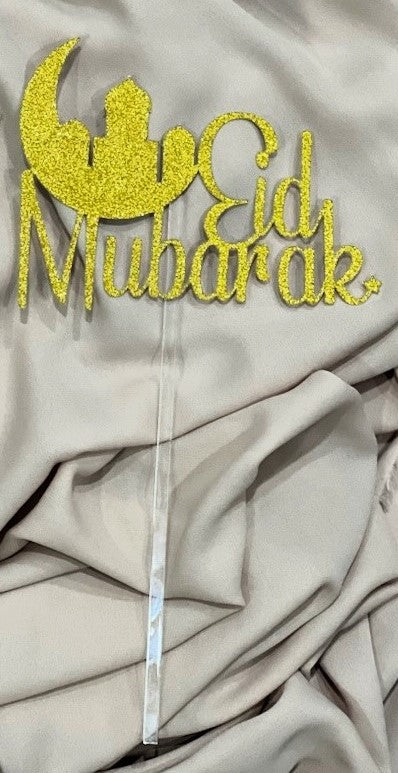 "Eid Mubarak" Moon Mosque Cake Topper