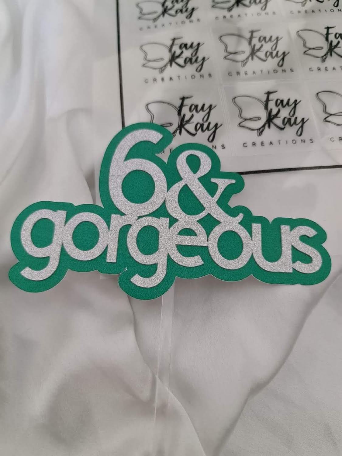 "6 & gorgeous" Cake Topper